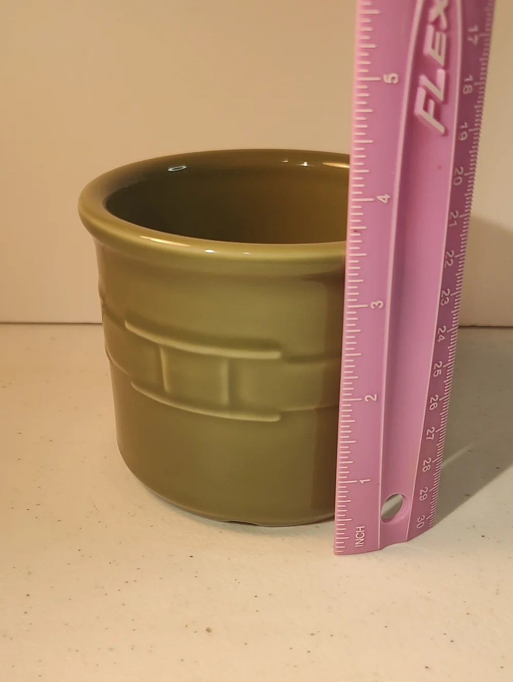 Longaberger Pottery Sage/Green Crock Made In The USA Kitchen Tool Holder